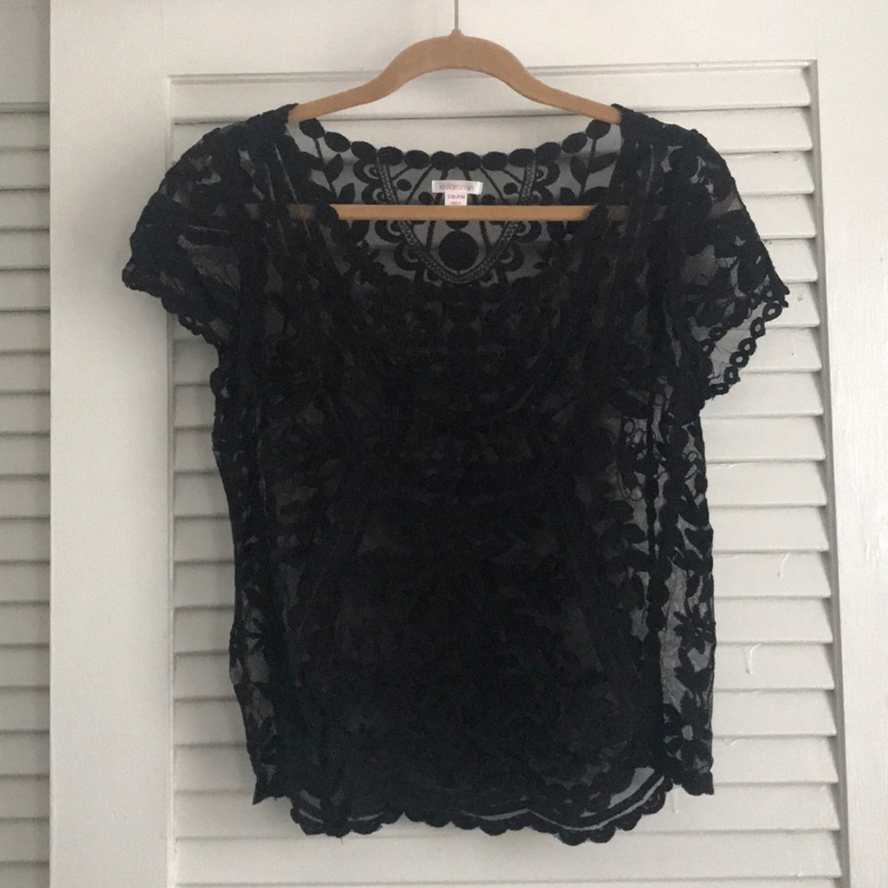 Black lace sheer top